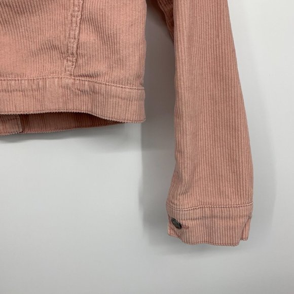 Hollister Jacket Corduroy Pink Ribbed Button Front Cropped - Picture 10 of 10